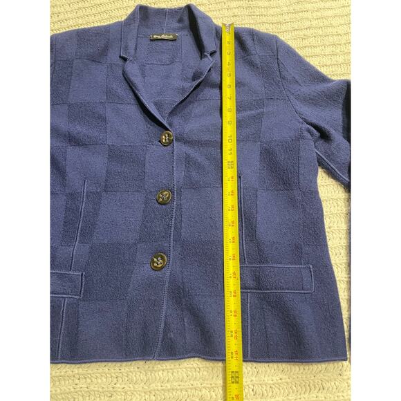 Nino Colombo Cardigan Sweater Womens Sz 42 (US S/M) Blue Italy 100% Merino Wool - Picture 2 of 10